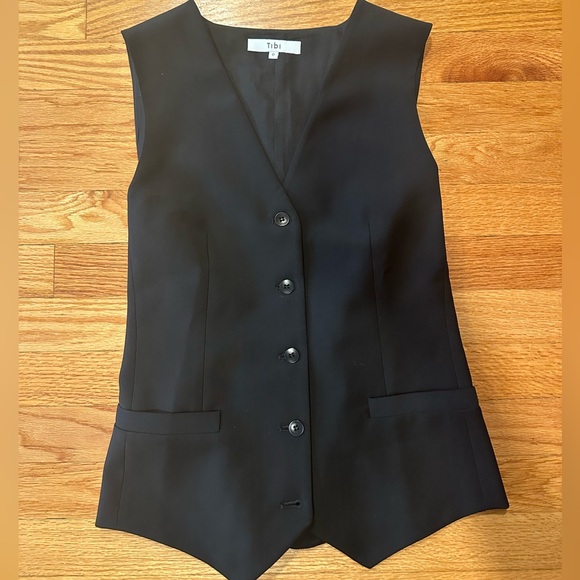 TIBI Tropical Wool Vest, black, 0 - Picture 7 of 12